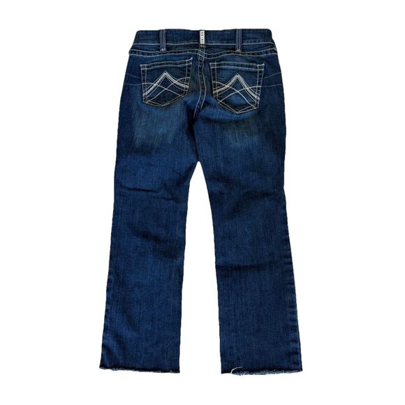 ARIAT REAL Denim Mid Rise Straight SZ 29 Regular Raw Hem Ocean Icon Womens - Picture 2 of 12